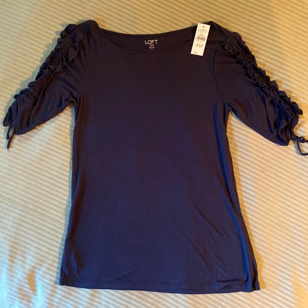LOFT Shirt With Gathered Sleeve Detail